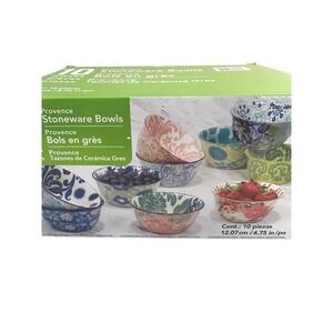 Provence Multicolor Floral Damask 10 Piece Stoneware Bowl Set 4.75in